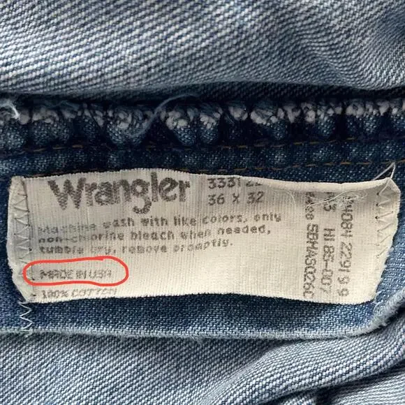 Vintage Wrangler Jeans 36x32 Made in USA Cowboy Cut – Distressed with Flaw - Picture 7 of 9